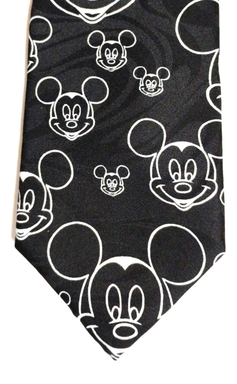 Vintage Disney Mickey Mouse Satin Neck Tie Character Print Made In USA 58"x3.75"